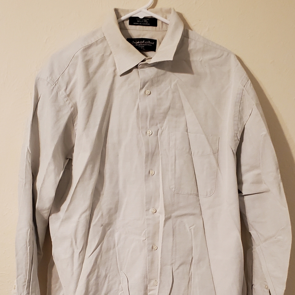 Joseph A Bank 80's 2 Ply 100% cotton men's long sleeve shirt L 17 x 34"